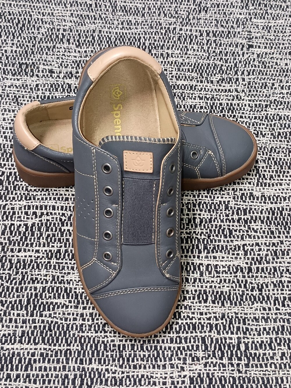 Spenco Malibu Lux Navy Slip-On Casual Sneakers with Tan Accents - Picture 2 of 10
